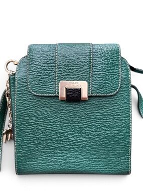 Bally Christa SM Green Leather Crossbody Top Handle Italy Structured
